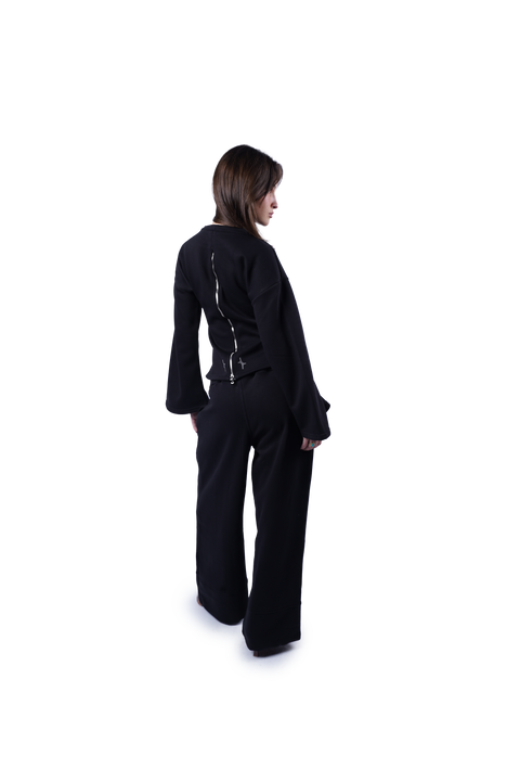 charcoal zip down top