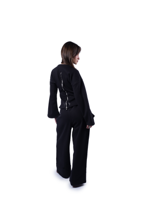 charcoal zip down top
