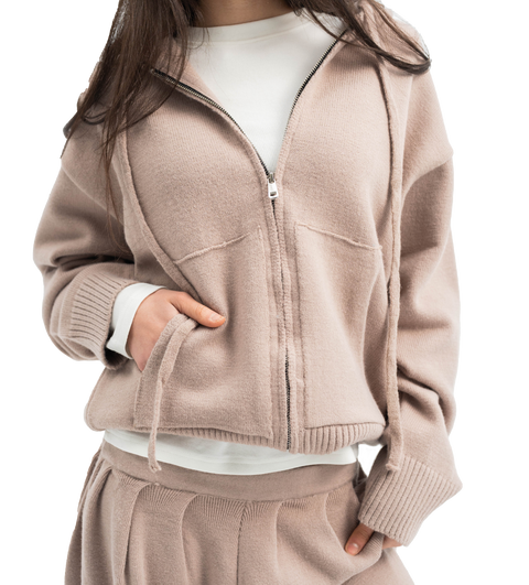 sand zip hoodie