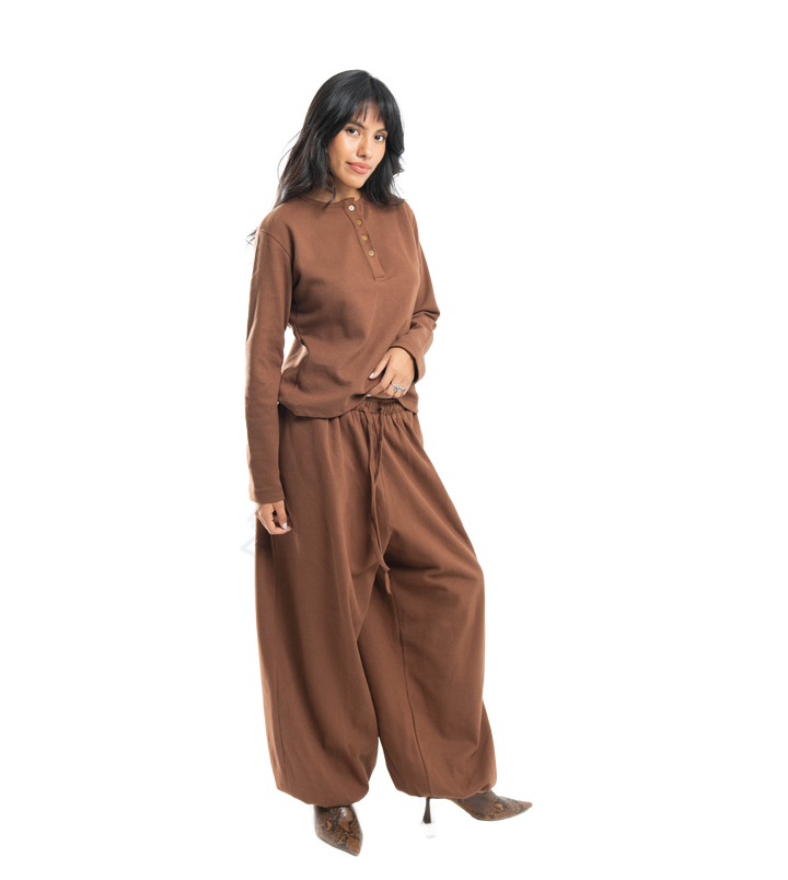 espresso aero waffle pants