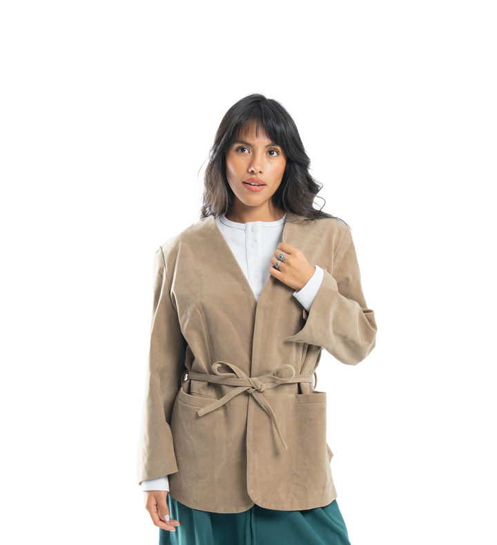 sand suede blazer