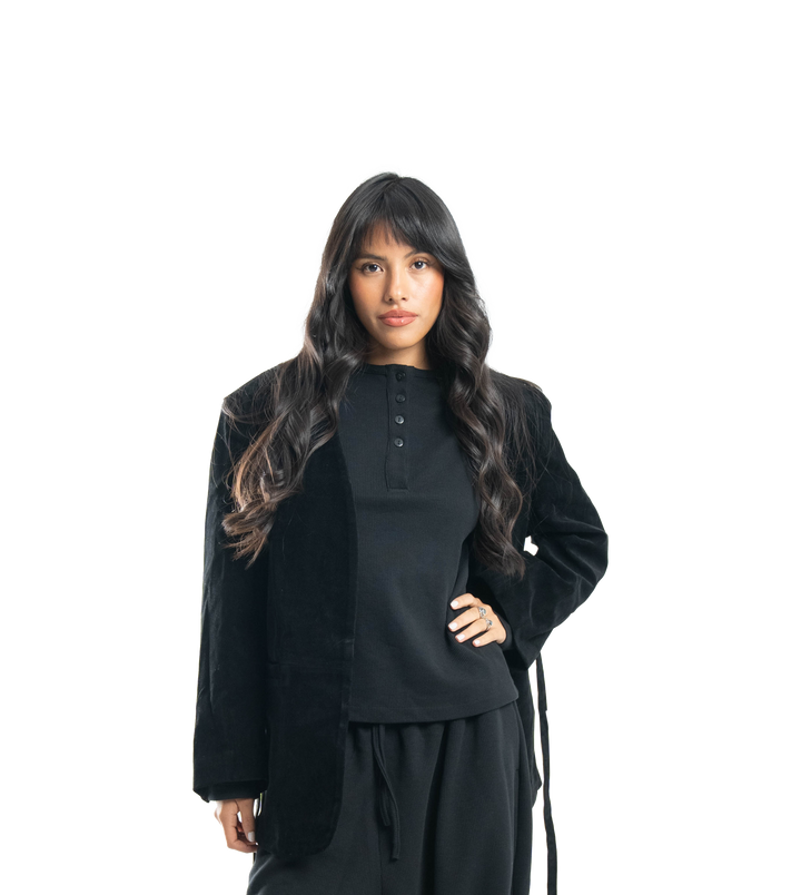 charcoal suede blazer